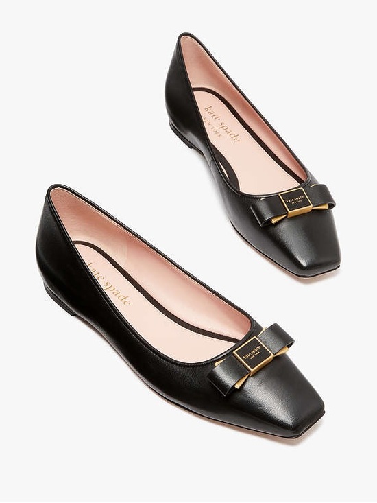 kate spade Shoes - Kate Spade New York Black Leather Bowdie ballet Flats with bows